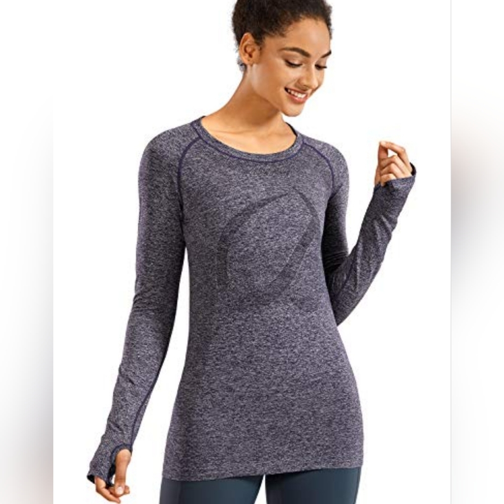 NWT CRZ YOGA Long Sleeve Tech Tee Size XS - Indigo